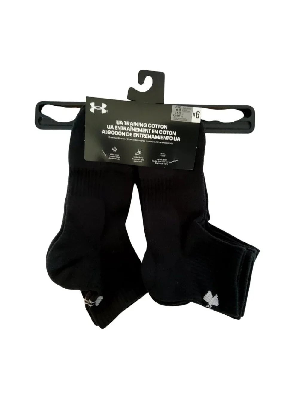 Under Armour Mens Training Cotton Socks Black Six pairs included Size Large